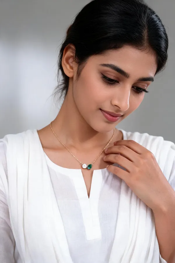 Green_Dual_Stone_Gold_Tone_Toi-Moi_Pendant_Necklace_For_Women