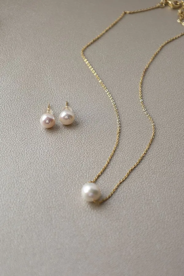 925_silver_22k_gold_plated_Pearl_Necklace_And_Earrings_Set_for_Women