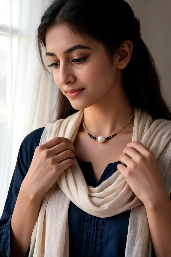 Gold_Tone_Sterling_Silver_Pearl_Beaded_Mangalsutra_Necklace_For_Women