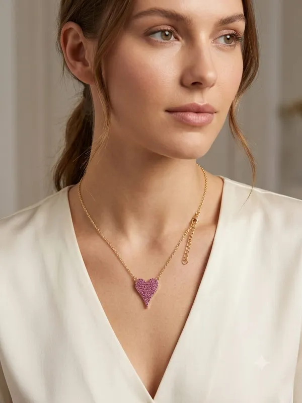 925_silver_22k_gold_plated_Heart_Pendant_Necklace_for_Women