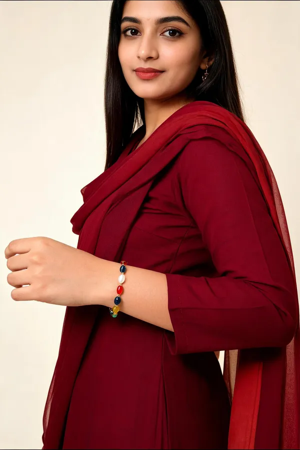 Multicolor_Navratan_Beaded_Gold_Tone_Linked_Bracelet_For_Women
