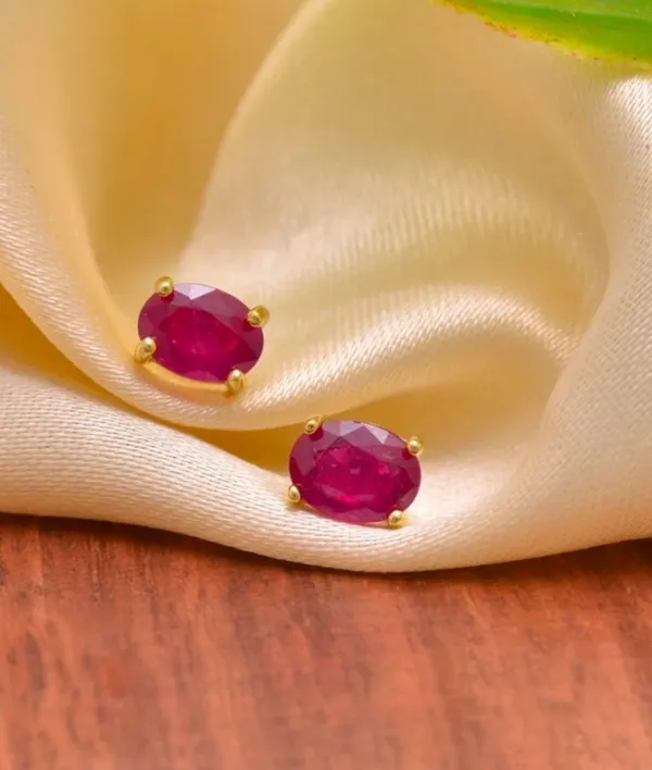 925_silver_22k_gold_plated_Ruby_Oval_Stud_Earrings_for_Women