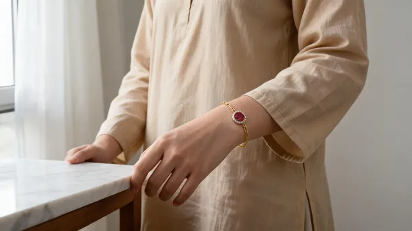 Gold_925_Silver_Pink_Stone_Bracelet_For_Women