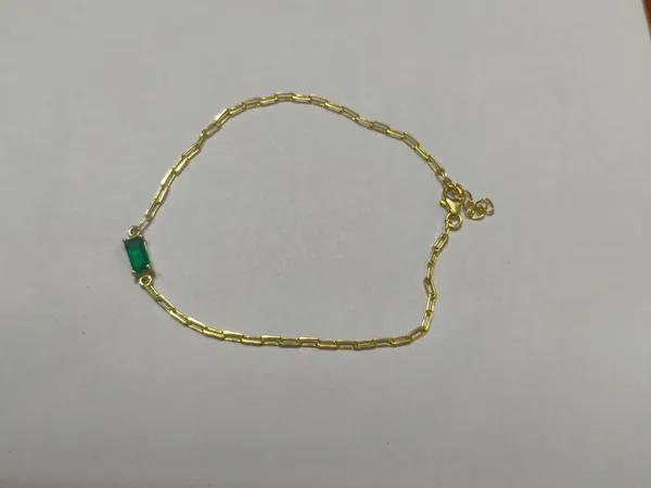 925_silver_22k_gold_plated_Green_Stone_Chain_Bracelet_for_Women
