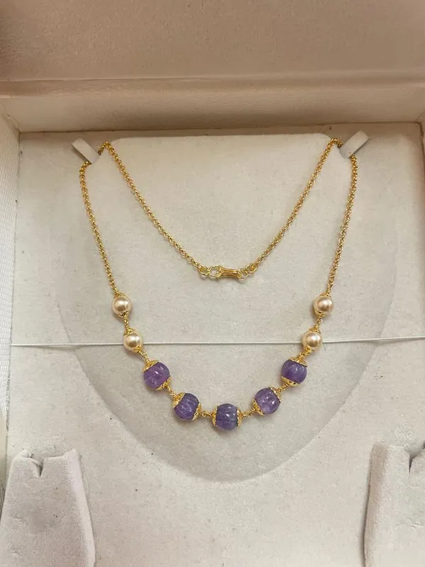 925_silver_22k_gold_plated_natural_amethyst_beads_necklace