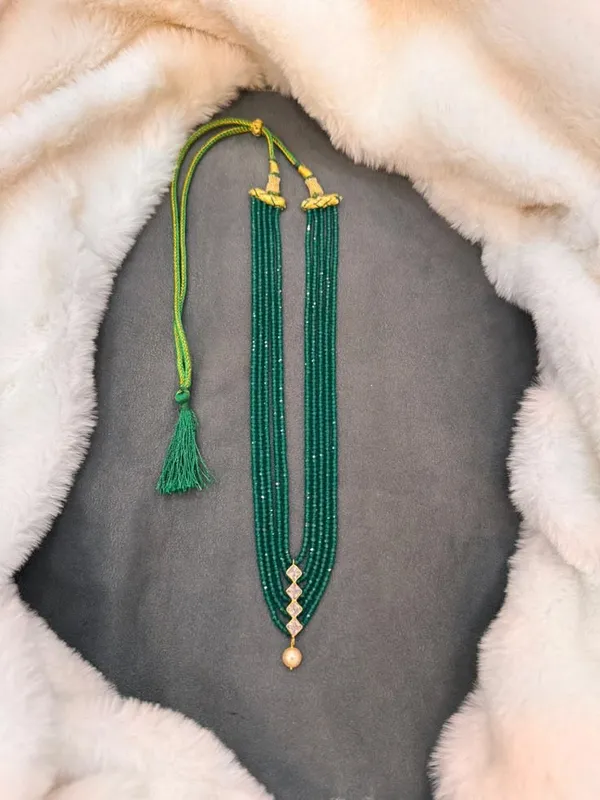 925_silver_green_zirconia_beads_Layered_Necklace_for_Women