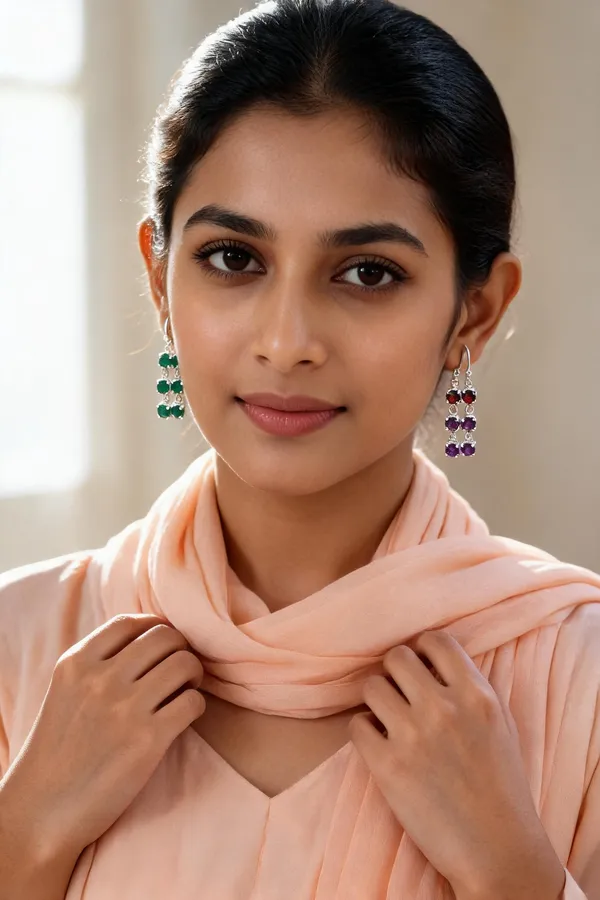 Multicolor_Gemstone_Silver-Tone_Drop_Earrings_For_Women