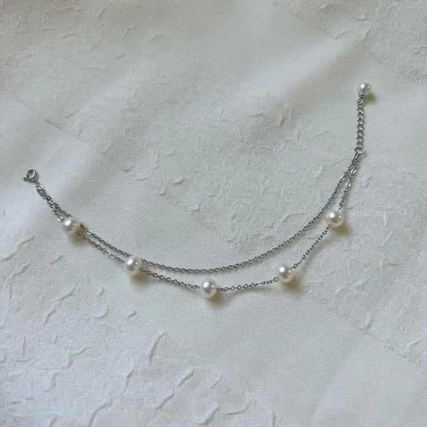 925_silver_White_Pearl_Layered_bracelet_for_Women
