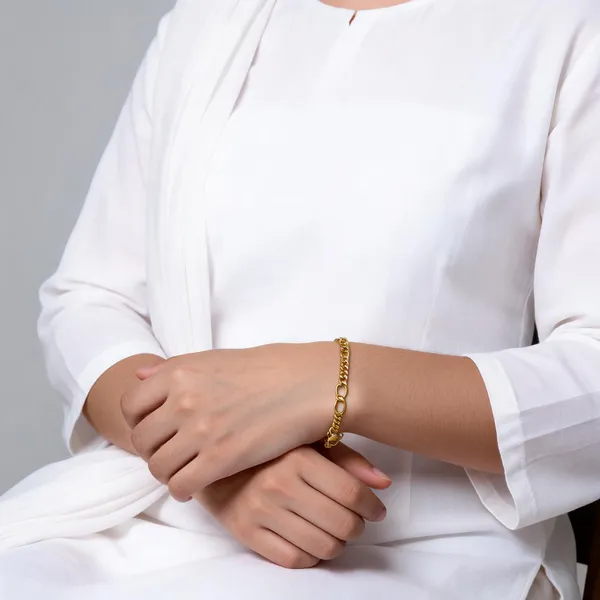 Gold_Tone_Sterling_Silver_Classic_Link_Chain_Bracelet_For_Women