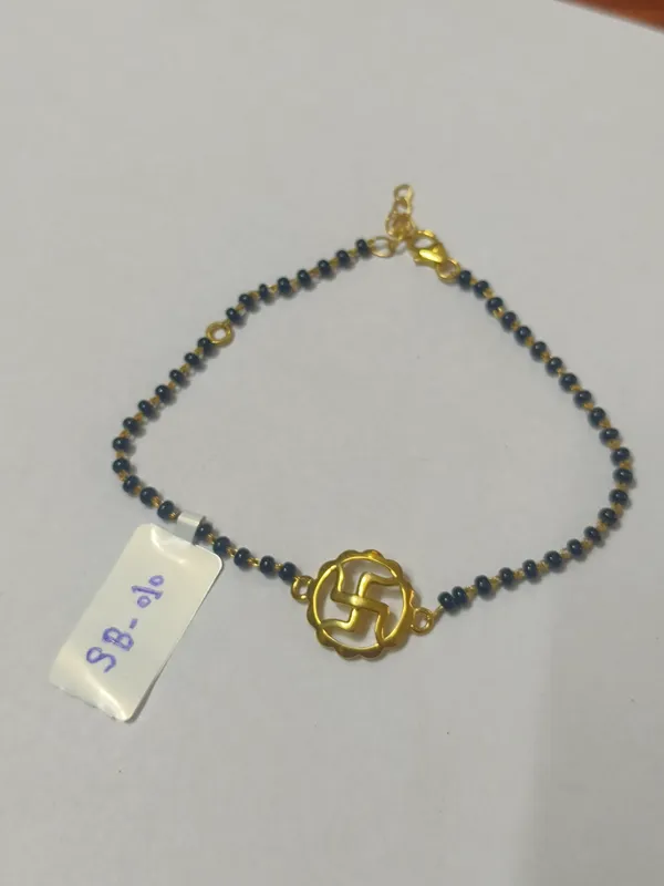 925_silver_22k_gold_plated_Black_Bead_Swastik_bracelet__for_Women