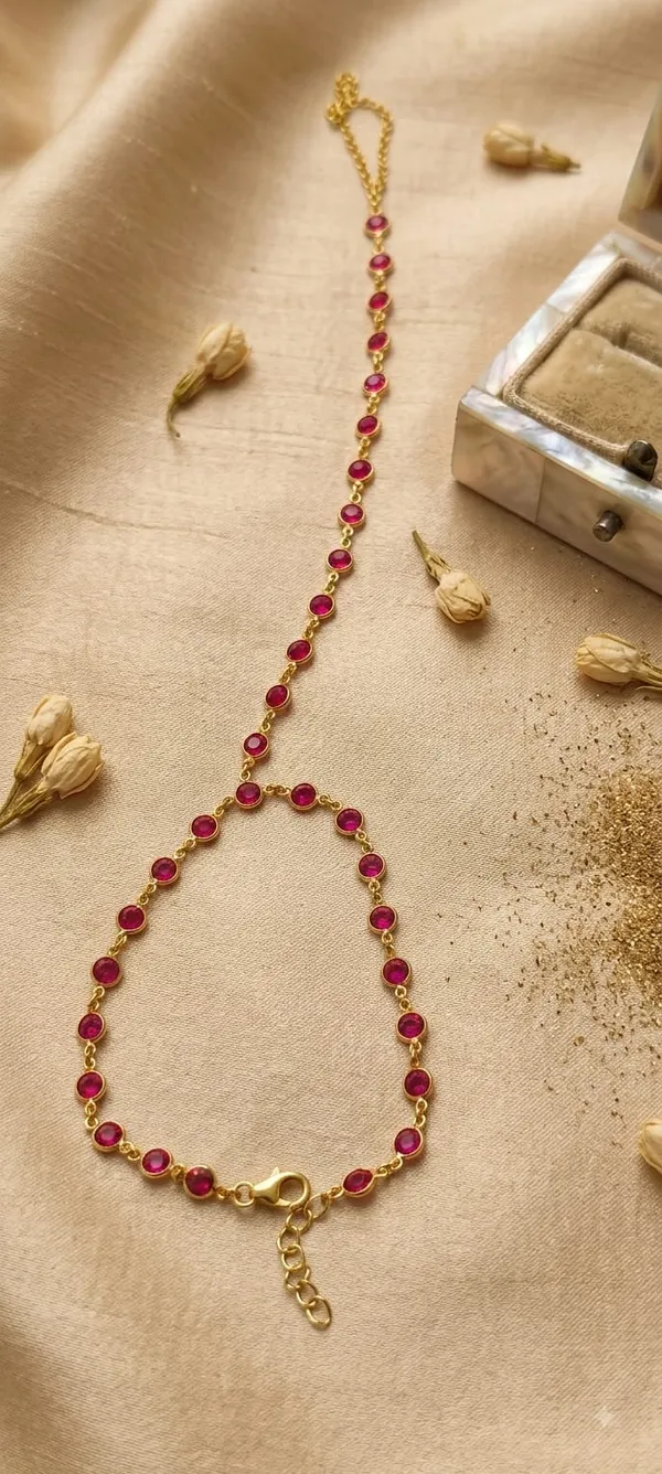 925_silver_22k_gold_plated_Ruby_quartz_ring_Bracelet_for_Women