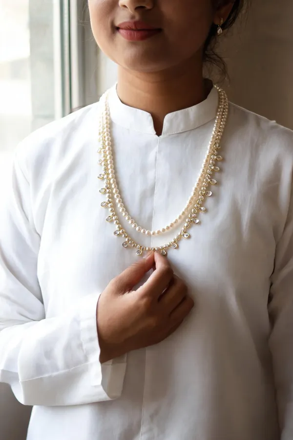 Gold_Pearl_Cz_Charm_Layered_Beaded_Necklace_For_Women