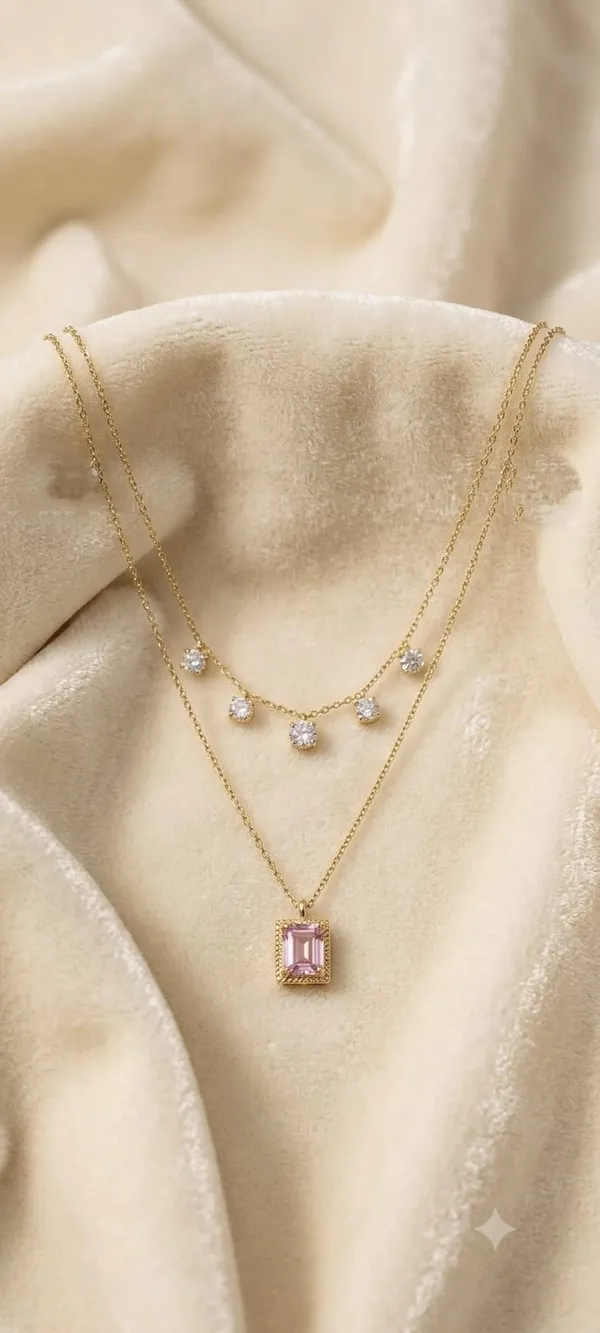925_Sterling_Silver_22k_Gold_Plated_CZ_Cjarm_Layered_Pendant_Necklace_For_Women