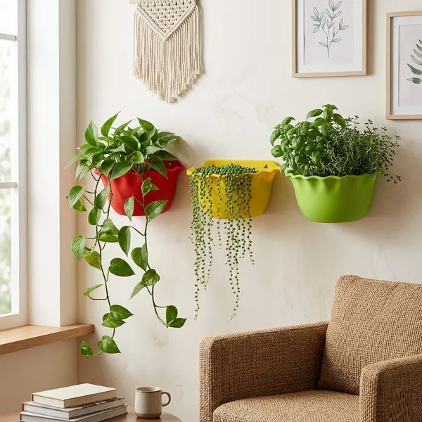 9_Inch_23_Cm_Platinum_Wall_Planters_Uv_Resistant_Lightweight_Multicolor_Pots_Set_Of_4_Default_Title