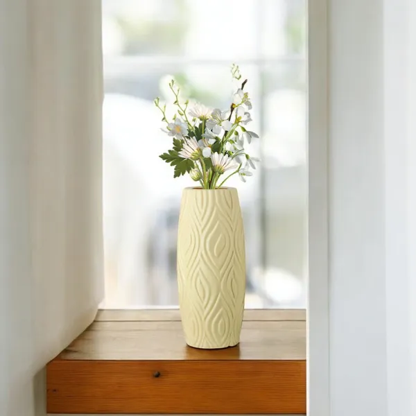 9_Inch_23_Cm_Eiffel_Flower_Vases_Decorative_Cylindrical_Tabletop_Holders_Set_Of_2_Gray