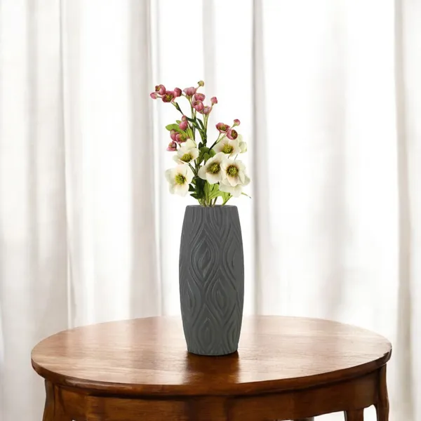 9_Inch_23_Cm_Eiffel_Flower_Vases_Decorative_Cylindrical_Tabletop_Holders_Set_Of_2_Gray