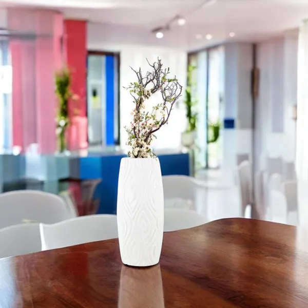 9_Inch_23_Cm_Eiffel_Flower_Vases_Decorative_Cylindrical_Tabletop_Holders_Set_Of_2_White