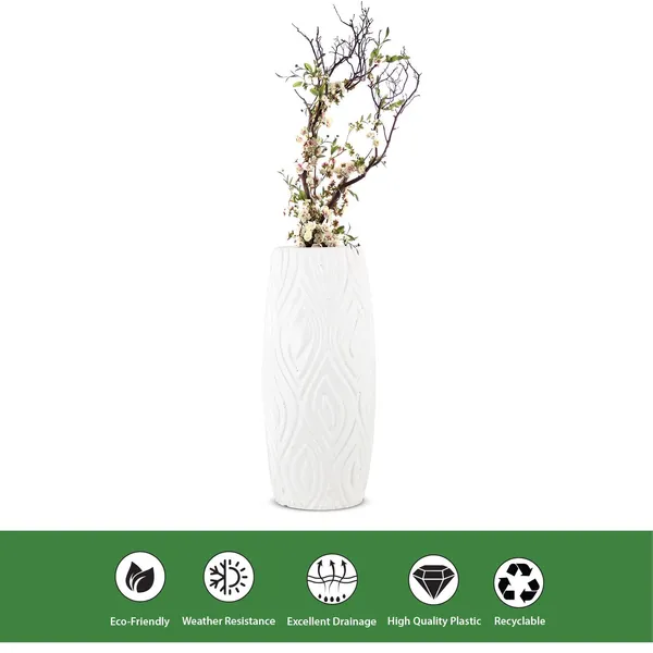 9_Inch_23_Cm_Eiffel_Flower_Vases_Decorative_Cylindrical_Tabletop_Holders_Set_Of_2_White