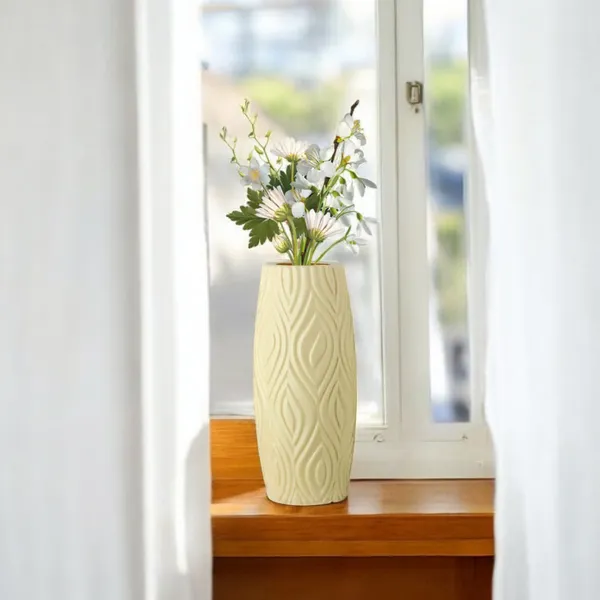 9_Inch_23_Cm_Eiffel_Flower_Vases_Decorative_Cylindrical_Tabletop_Holders_Set_Of_2_Cream