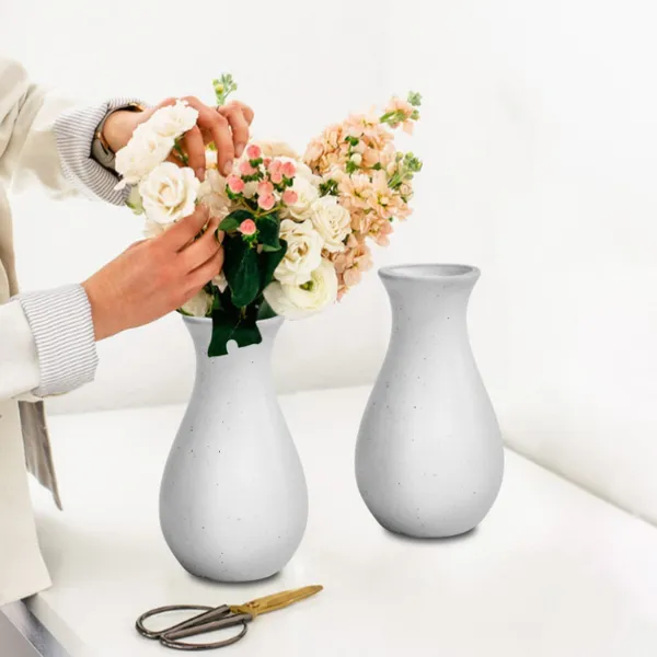 6_Inch_15_Cm_Round_White_Lucky_Plastic_Flower_Vases_Indoor_Decor_Set_Of_10_Default_Title