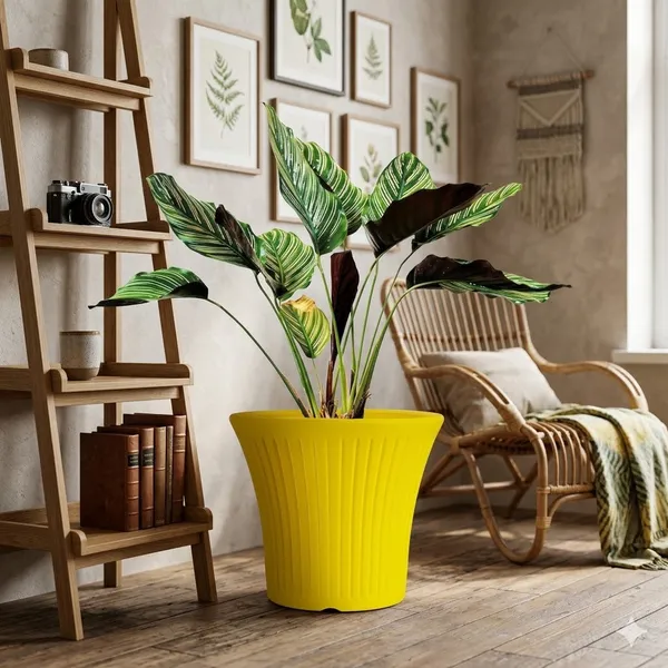 10_Inch_25_Cm_Sunrise_Round_Flower_Pots_Set_Of_4_Yellow