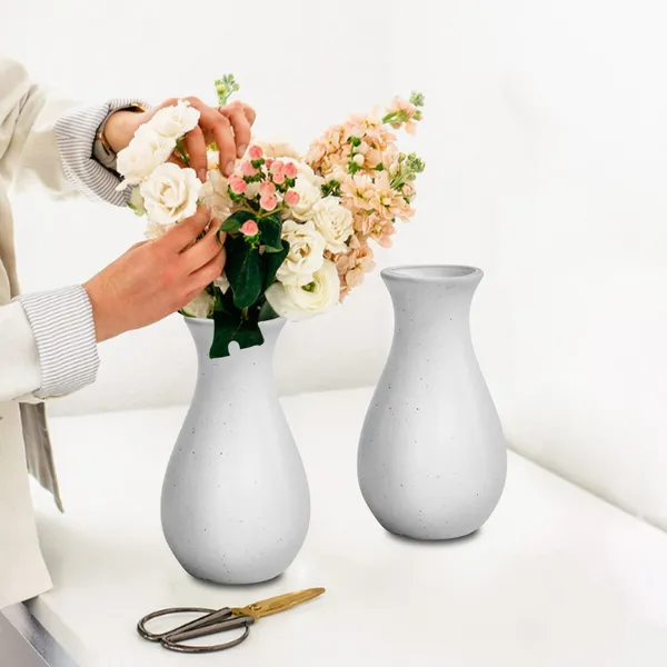 6_Inch_15_Cm_Round_White_Lucky_Plastic_Flower_Vases_Indoor_Decor_Set_Of_4_12
