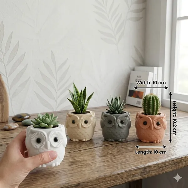Adorable_Owl_Design_Plastic_Flower_Pots_Set_Of_4_Multi_Color_Planters_Default_Title