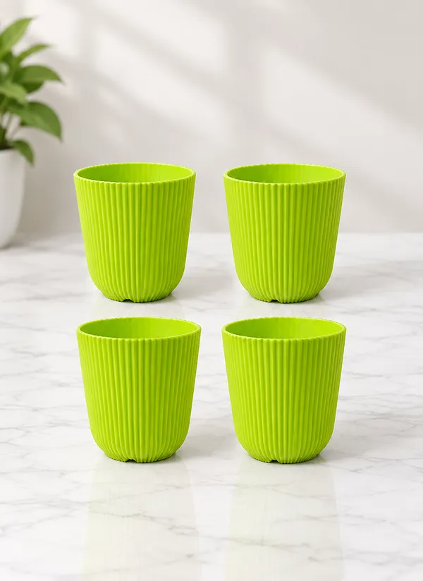 Set_of_4_Green_Plastic_Decorative_Pot_(6_Inch)