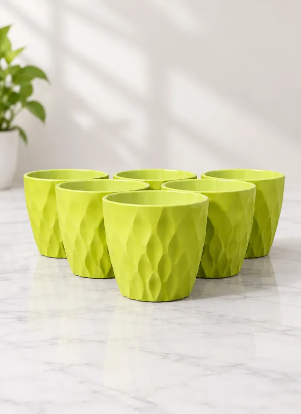 Set_of_6_Green_Plastic_Decorative_Pot_(7_Inch)