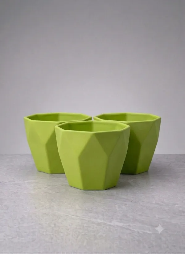 Set_of_3_Green_8_Inch_Plastic_Decorative_Pot