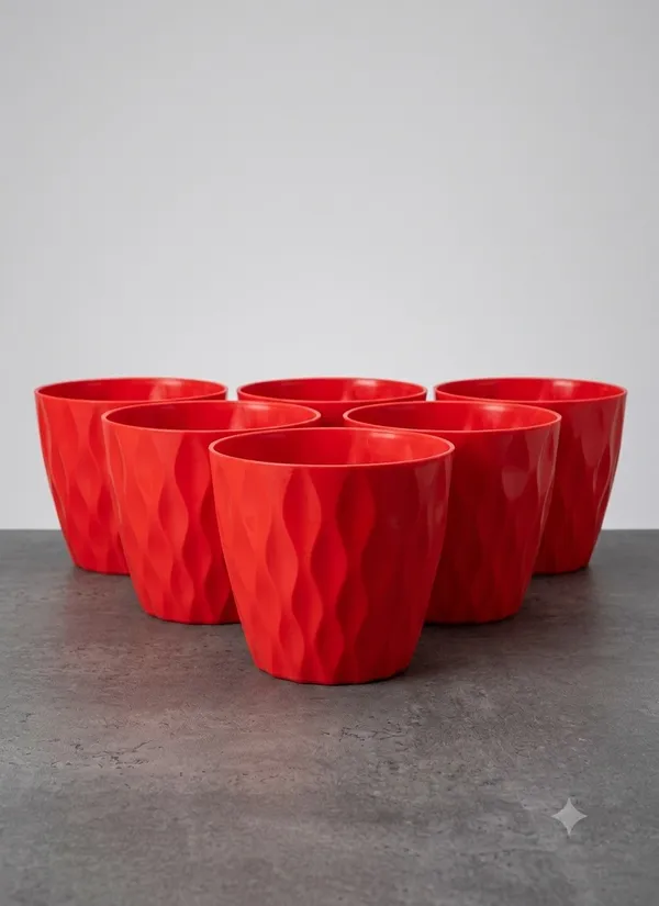 Set_of_6_Red_Plastic_Decorative_Pot_(7_Inch)