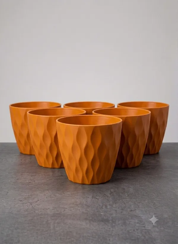 Set_of_6_Orange_7_Inch_Plastic_Decorative_Pot