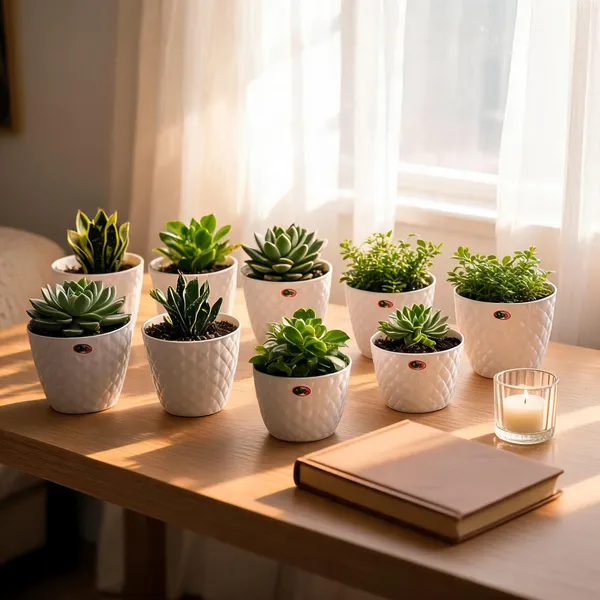 6_Inch_15_Cm_Kohinoor_Round_Planter_Set_Of_8_White_Plastic_Pots_For_Home_Garden_Office_Decor_Default_Title