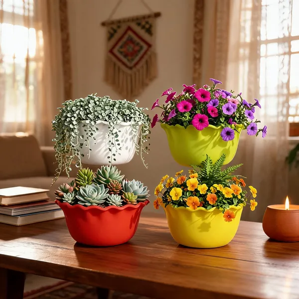 9_Inch_23_Cm_Platinum_Wall_Planters_Uv_Resistant_Lightweight_Multicolor_Pots_Set_Of_4_Default_Title_(Combo_pack)