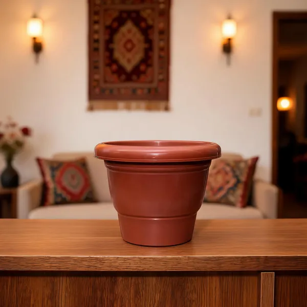 8_Inch_20_Cm_Deluxe_Round_Brown_Planter_Set_Of_12_Uv_Resistant_Lightweight_Plastic_Pots_Default_Title
