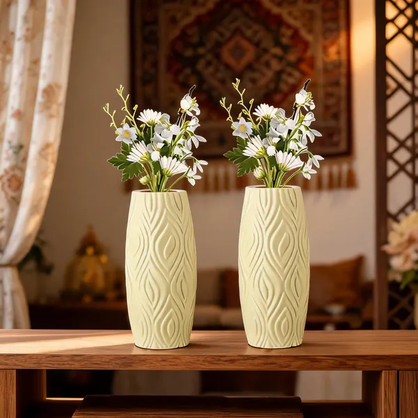 9_Inch_23_Cm_Eiffel_Flower_Vases_Decorative_Cylindrical_Tabletop_Holders_Set_Of_2_Cream