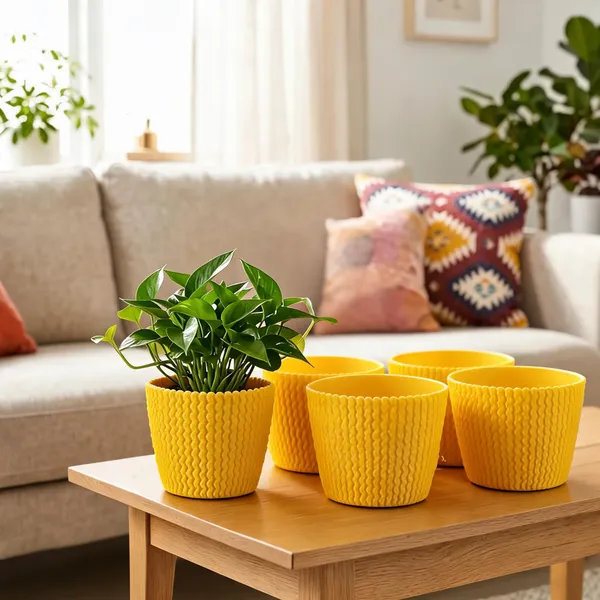 7_Inch_18_Cm_Poppy_Round_Flower_Pots_Set_Of_5_Yellow