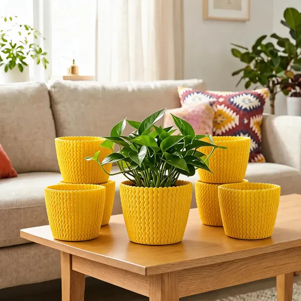 7_Inch_18_Cm_Poppy_Round_Flower_Pots_Set_Of_5_Yellow