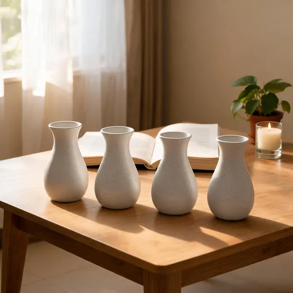 6_Inch_15_Cm_Round_White_Lucky_Plastic_Flower_Vases_Indoor_Decor_Set_Of_4
