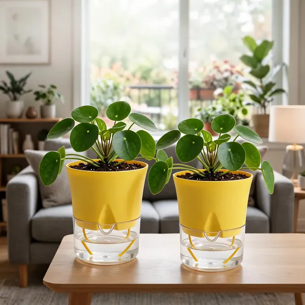 Austin_5_Inch_13_Cm_Round_Plastic_Pot_Set_Set_Of_2_Yellow