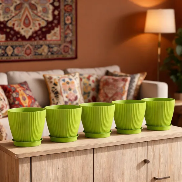 Grand_7_Inch_18_Cm_Round_Planter_Set_Of_5_Indoor_Outdoor_Green