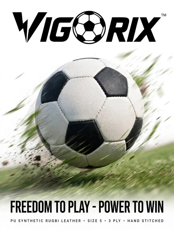 VigoriX_Black_And_White_Size_5_Hand_Stitched_Football
