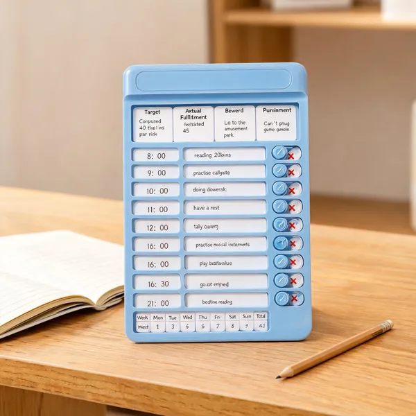 Blue_Plastic/Mdf_And_Paper/Printed_Elements_Chart_Board_For_Routine_Planning,_Chore_Tracking,_Time_Management