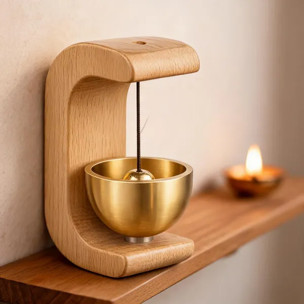 Golden_Wood_And_Brass_Decorative_Bell_For_Home_Decor,_Religious/Decorative_Use