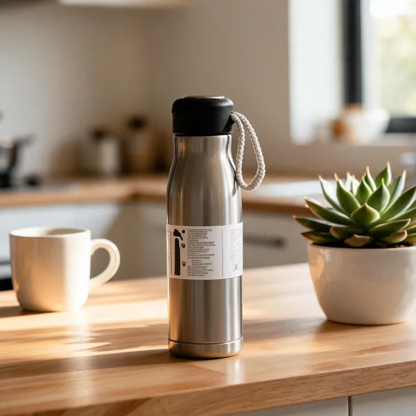 Silver_Stainless_Steel_And_Plastic_Lid_Insulated_Bottle_For_Drinking_Water,_Hot/Cold_Beverage_Storage