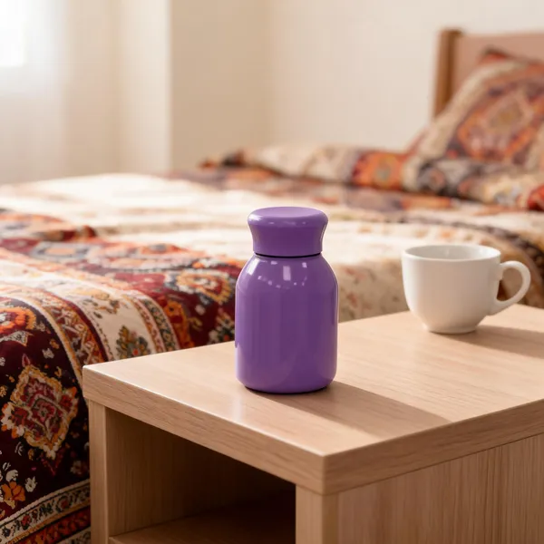 Purple_Stainless_Steel_And_Plastic_Lid_Mini_Flask_For_Hot/Cold_Beverage_Storage,_Travel
