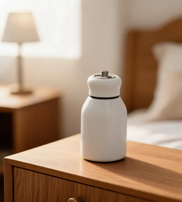 White_Stainless_Steel_And_Plastic_Lid_Mini_Flask_For_Hot/Cold_Beverage_Storage,_Travel