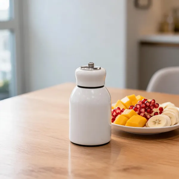 White_Stainless_Steel_And_Plastic_Lid_Mini_Flask_For_Hot/Cold_Beverage_Storage,_Travel