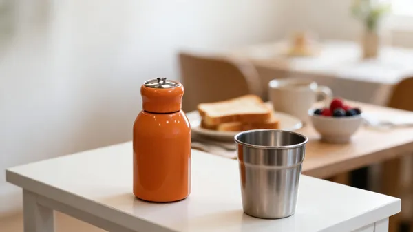 Red_Stainless_Steel_And_Plastic_Lid_Mini_Flask_For_Hot/Cold_Beverage_Storage,_Travel