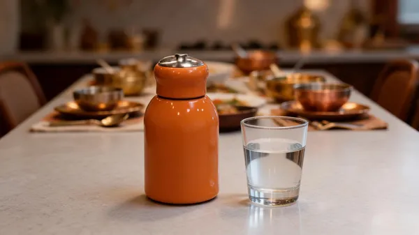 Red_Stainless_Steel_And_Plastic_Lid_Mini_Flask_For_Hot/Cold_Beverage_Storage,_Travel